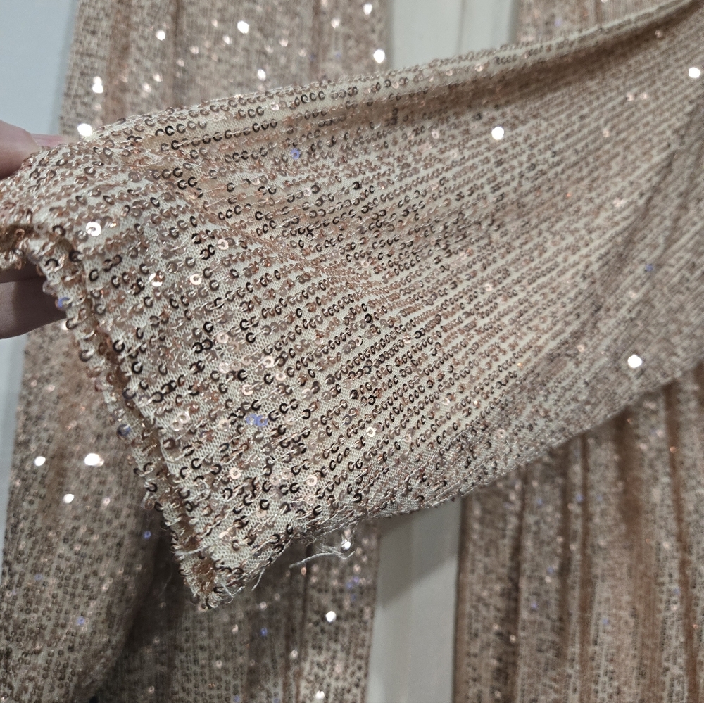 Sparkling Rose Gold Sequin Duster Cardigan Mare Mare Anthropologie 1xl - Picture 4 of 8